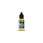 Vallejo True Metallic Metal Base: Radiant Yellow (18ml) - Small clear plastic paint bottle with black twist cap, labeled Vallejo True Metallic Metal Base Radiant Yellow paint,.