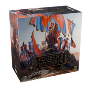 The Queen's Dilemma (PREORDER) - Square board game box for The Queen's Dilemma featuring a detailed illustration of a queen on horseback with red banners and