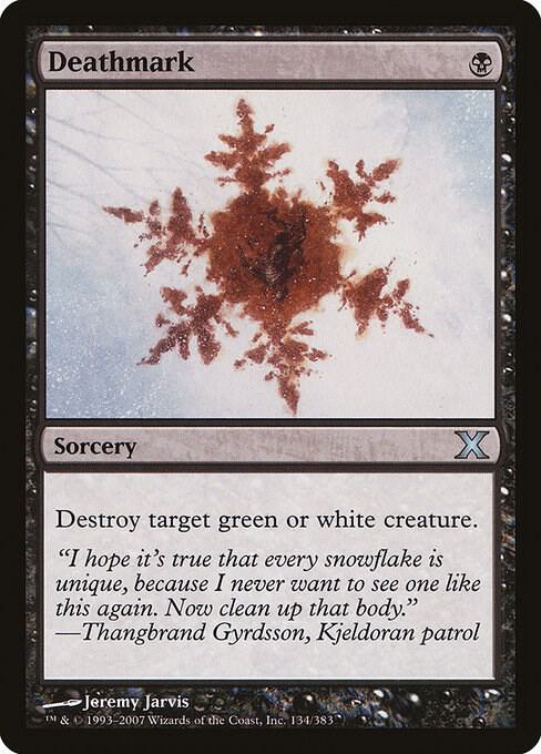 Deathmark U 10th Edition 134 NM - The Gathering card Deathmark with a dark border, featuring a brown, star-shaped inkblot illustration on a cloudy gray.