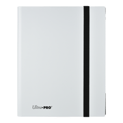 Ultra Pro Eclipse 9-Pocket Pro Binder - Arctic White - Arctic white Ultra Pro Eclipse 9-pocket card binder with black elastic strap and Ultra Pro logo in corner.