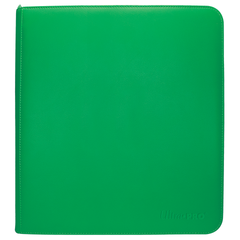 Ultra Pro 12-Pocket Zippered Binder: Vivid - Green (PREORDER) - Vivid green zippered card binder with smooth textured cover and embossed Ultra Pro logo.