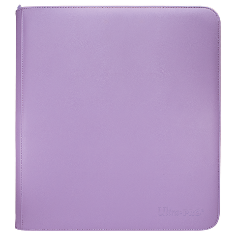 Ultra Pro 12-Pocket Zippered Binder: Vivid - Purple (PREORDER) - Vivid purple zippered binder with smooth synthetic cover and Ultra PRO logo embossed in corner.