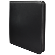 Vivid 12-Pocket Zippered Pro-Binder - Black - Black zippered binder with smooth faux leather cover and embossed logo on bottom corner.