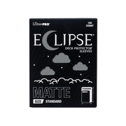 Ultra Pro Eclipse Matte Deck Protectors: Smoke Grey - Black Ultra Pro Eclipse Matte card sleeve box with smoke grey design, 105 count, standard size.
