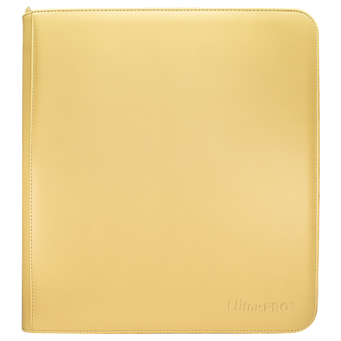 Ultra Pro 12-Pocket Zippered Binder: Vivid - Yellow (PREORDER) - Yellow zippered binder with smooth synthetic cover and UltraPRO embossed logo in the corner.
