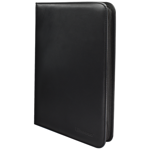 Vivid 9-Pocket Zippered Pro-Binder - Black - Black zippered binder with smooth faux leather cover and durable rounded corners.