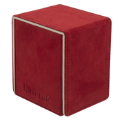 Ultra Pro Alcove Flip Deck Box - Vivid Deluxe Red - Red velvet Ultra Pro Alcove flip deck box with gray trim and embossed logo on front.