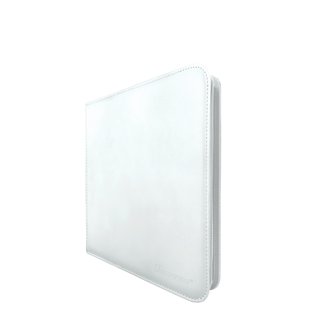 Vivid 9-Pocket Zippered Pro-Binder - White - White zippered card binder with smooth exterior and rounded corners, compact rectangular shape.