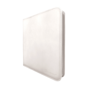 Vivid 12-Pocket Zippered Pro-Binder - White - White zippered binder with stitched edges and smooth exterior, designed for card storage.