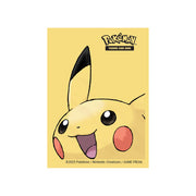 Ultra Pro Sleeves Pokemon Pikachu 65-Count - Yellow card sleeve featuring Pikachu’s face with large eyes, red cheeks, and black-tipped ears.