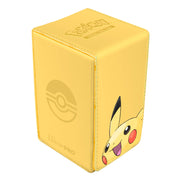 Ultra Pro Alcove Tower: Pokémon - Pikachu - Yellow rectangular deck box with Pikachu's smiling face and Pokémon logo embossed on the top.