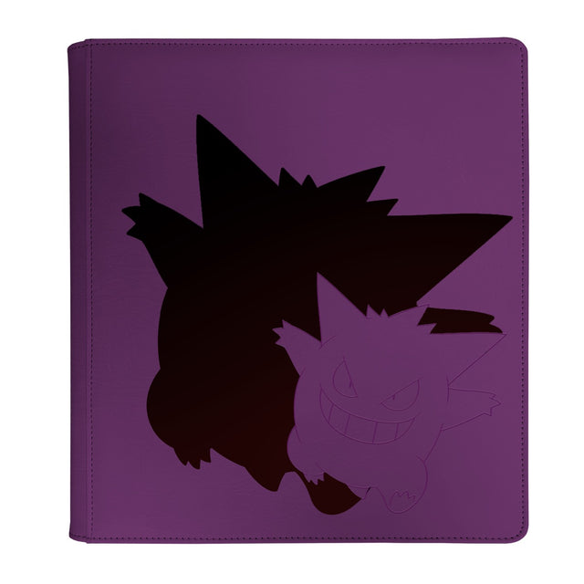 Ultra Pro 12-Pocket Zippered PRO Binder - Elite Series Gengar - Purple zippered binder featuring a large black silhouette of Gengar on the front cover.