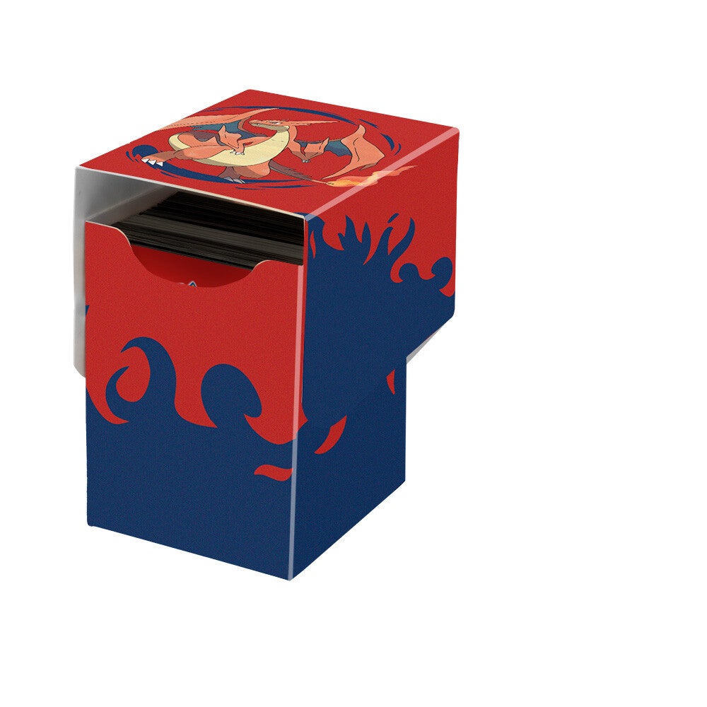 Ultra Pro Deck Box: Pokémon - Mega Charizard Y (PREORDER) - Red and blue rectangular deck box featuring fiery Mega Charizard Y design for Pokémon cards.