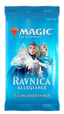 Magic: The Gathering - Ravnica Allegiance Booster Pack - The Gathering Ravnica Allegiance booster pack featuring a male character and owl illustration, 15-card pack.