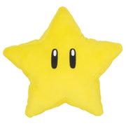 Super Mario All Star Collection - Super Star Plush, 6" - Bright yellow star-shaped plush with black oval eyes, soft fabric, 6-inch size.