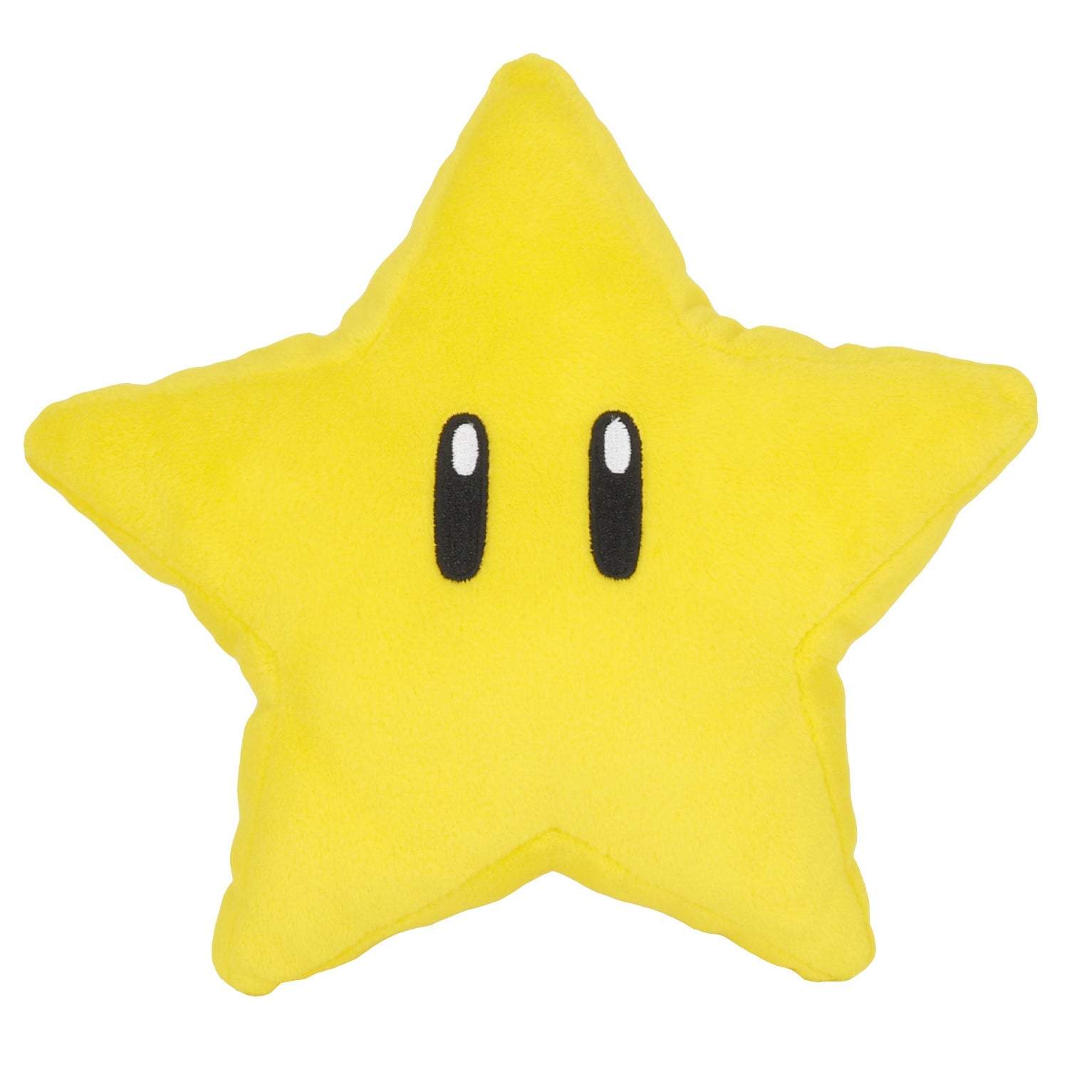 Super Mario All Star Collection - Super Star Plush, 6" - Bright yellow star-shaped plush with black oval eyes, soft fabric, 6-inch size.
