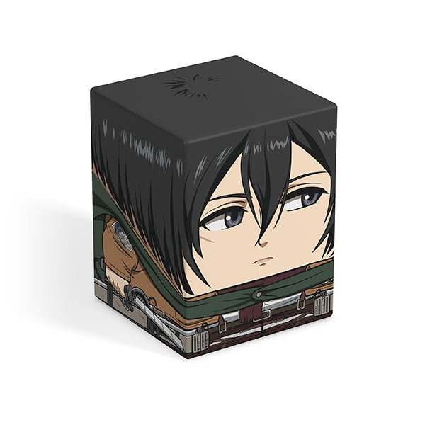 Squaroes 100+ Boulder: Attack on Titan - Mikasa Ackermann (PREORDER) - Cubical puzzle block featuring Mikasa Ackermann’s face and Attack on Titan-themed military uniform details in anime style.