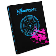 Starfinder RPG, 2e: Galaxy Guide, Special Edition - Black hardcover book with bright blue circular star map and bright pink spaceship illustration on the cover, titled.