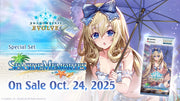 Shadowverse Evolve: Seaside Memories Special Set: Booster Display - Shadowverse Evolve Seaside Memories Special Set booster display with anime girl in white swimsuit and blue bow, holding.
