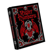 Night Hunters, Limited Edition (PREORDER) - Black hardcover book with red and gray gothic design featuring a winged skull creature and skull motifs.