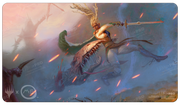 Ultra Pro Playmat - Lord of the Rings Tales of Middle Earth - Eowyn - Fantasy-themed gaming playmat featuring Eowyn from Lord of the Rings with dynamic battle scene and muted pastel colors.