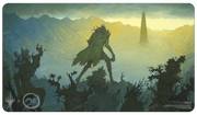 Ultra Pro Playmat - Lord of the Rings Tales of Middle Earth - Treebeard - Fantasy playmat featuring Treebeard walking among forest creatures with a distant tower at sunrise.