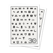 Deck Protector: Apex: Magic the Gathering: 30th Anniversary - White deck protector sleeves featuring black Magic the Gathering set symbols and a silver "30" in the bottom right corner.