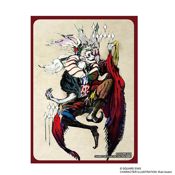 Square Enix Card Sleeves: Final Fantasy - Kefka - Card sleeves featuring colorful, dynamic illustration of Kefka from Final Fantasy with red, black, and white tones on beige.