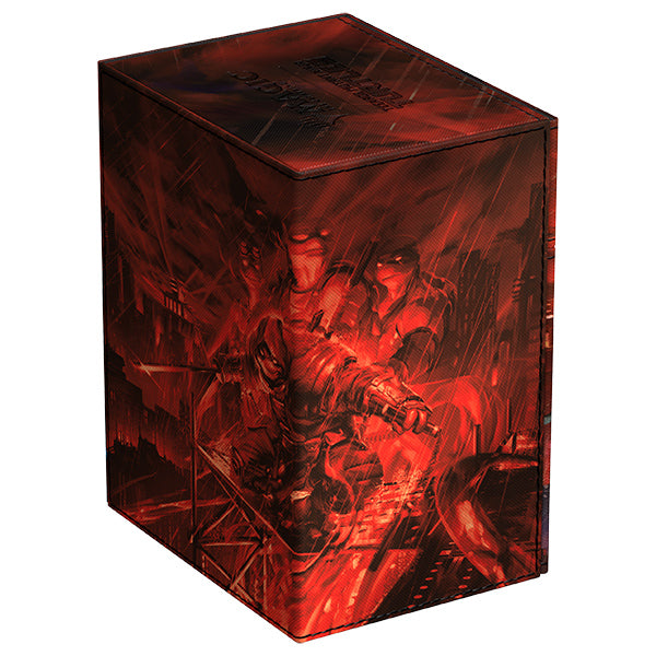 Ultimate Guard Flip'n'Tray 133+ Deck Case: Teenage Mutant Ninja Turtles - Last Ronin - Red and black Ultimate Guard deck case featuring Teenage Mutant Ninja Turtles Last Ronin artwork with dark urban cityscape.