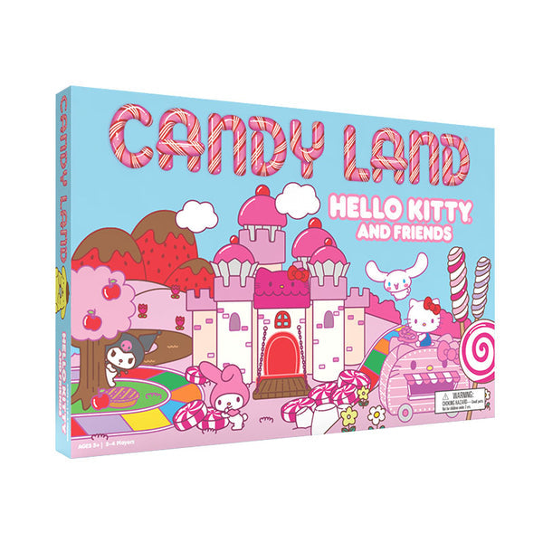 Candyland: Hello Kitty & Friends - Candy Land board game box featuring Hello Kitty and friends with colorful pink castle and candy-themed illustrations on a.
