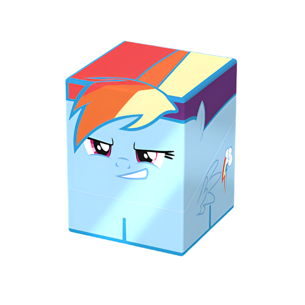 Squaroes Boulder 100+: My Little Pony Friendship is Magic: Rainbow Dash - Colorful rectangular card deck box featuring a stylized Rainbow Dash face from My Little Pony on the front and top panels.