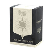 Dragon Shield Dual Sleeves 100ct Box - MTG Guildpact Series - Orzhov Syndicate (PREORDER) - Black and beige box of 100 Dragon Shield card sleeves featuring Orzhov Syndicate emblem from MTG Guildpact series.