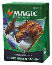 Challenger Deck 2021: Mono Green Stompy - Magic The Gathering Challenger Deck 2021 Mono Green Stompy box with green and purple fantasy creature artwork.