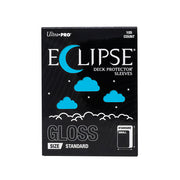 Ultra Pro Eclipse Gloss Deck Protectors: Sky Blue - Black box with blue crescent moon and clouds graphics, labeled Ultra Pro Eclipse Gloss Deck Protector Sleeves, standard.
