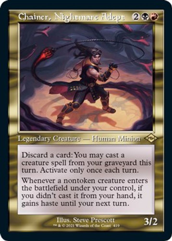 Chainer, Nightmare Adept (Retro Frame) · 419 · Modern Horizons 2 · Etched Foil