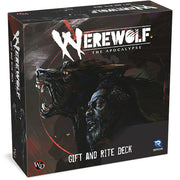 Werewolf The Apocalypse: Gift and Rite Deck (PREORDER) - Black box featuring snarling werewolf art with red and white "Werewolf The Apocalypse" text and "Gift and Rite Deck".