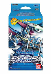 Ulforce Veedramon Starter Deck - Starter Deck 08 - Blue and white Digimon card game starter deck pack featuring Ulforce Veedramon artwork and bonus cards label.