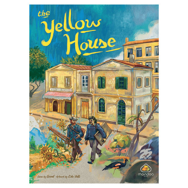 The Yellow House - Colorful illustrated card game box titled "The Yellow House" featuring two men walking near a yellow two-story house against