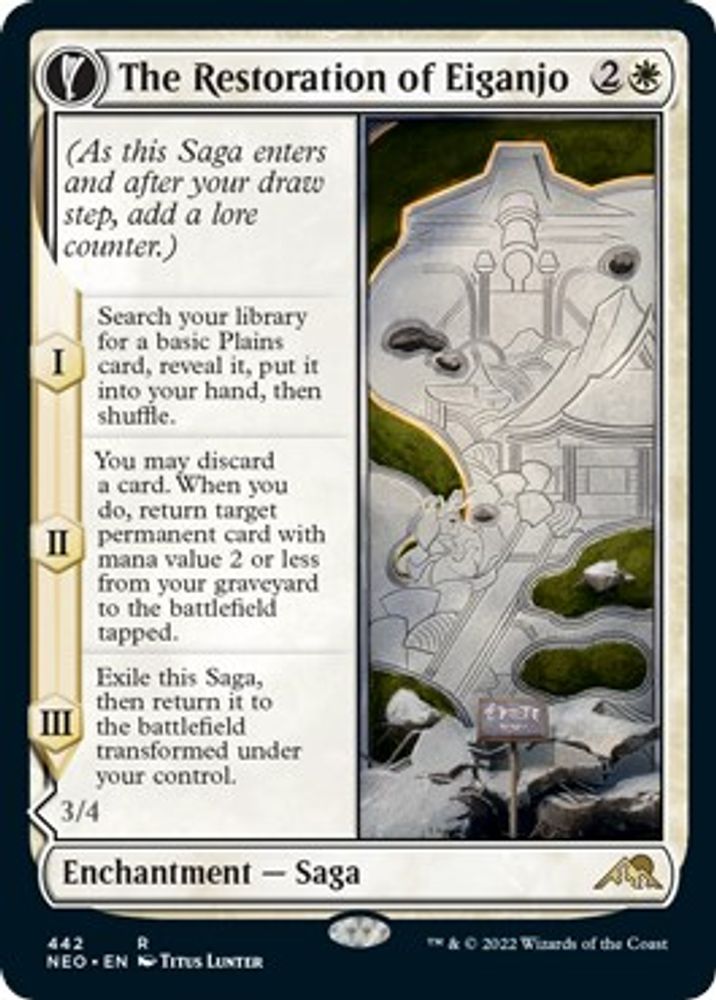 The Restoration of Eiganjo (Extended Art) · 442 · Kamigawa: Neon Dynasty · Foil