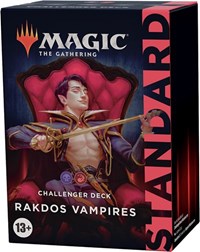 Challenger Deck 2022: Rakdos Vampires - The Gathering Challenger Deck box featuring a dark, gothic design with a vampire character in a red and black color scheme.