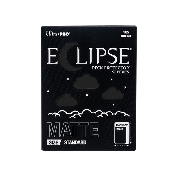 Ultra Pro Eclipse Matte Deck Protectors Sleeves: Jet Black - Matte black Ultra Pro Eclipse card sleeves pack with subtle cloud design, standard size, 105 count.