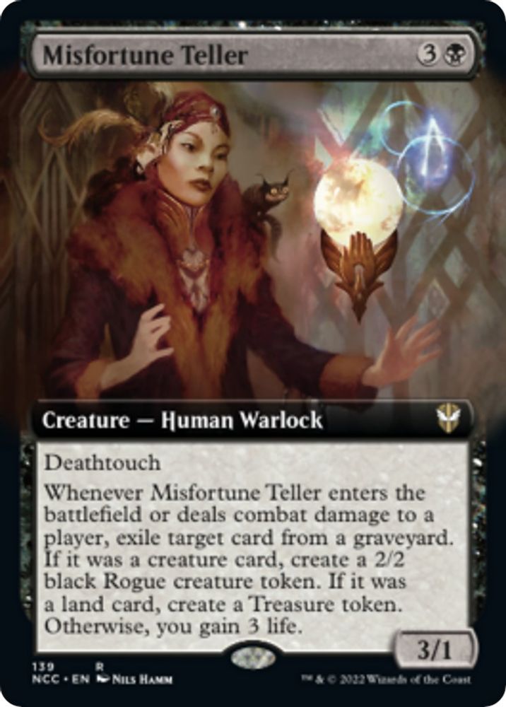 Misfortune Teller (Extended Art) · 139 · Commander: Streets of New Capenna · Non-foil