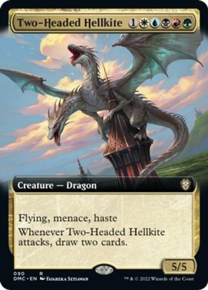 Two-Headed Hellkite (Extended Art) · 90 · Commander: Dominaria United · Non-foil