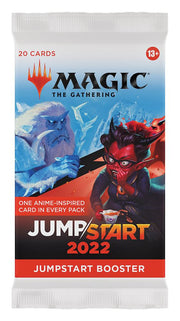 Magic: The Gathering - Jumpstart 2022 Booster Pack - The Gathering Jumpstart 2022 booster pack with fiery red and icy blue elemental artwork on bright pack featuring bold black.
