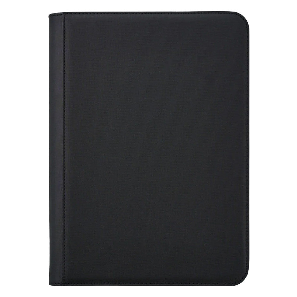 Arcane Fortress 9-Pocket Zippered Binder: Solid Color - Black (PREORDER) - Black zippered binder with smooth texture and rounded corners, compact and slim design.