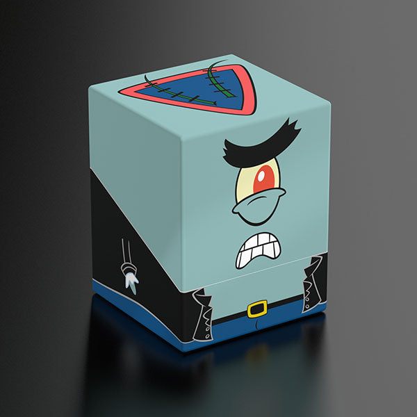 Squaroes 100+ Boulder: SpongeBob Squarepants - Pirate Plankton - Rectangular deck box with cartoon design of angry blue pirate face, red eye, and stitched pirate hat.