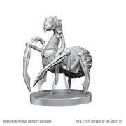 D&D Nolzur's Marvelous Miniatures: Neogi & Space Eel - Unpainted gray plastic miniature featuring a spider-like creature with a bulbous abdomen and long, spindly legs and arms.