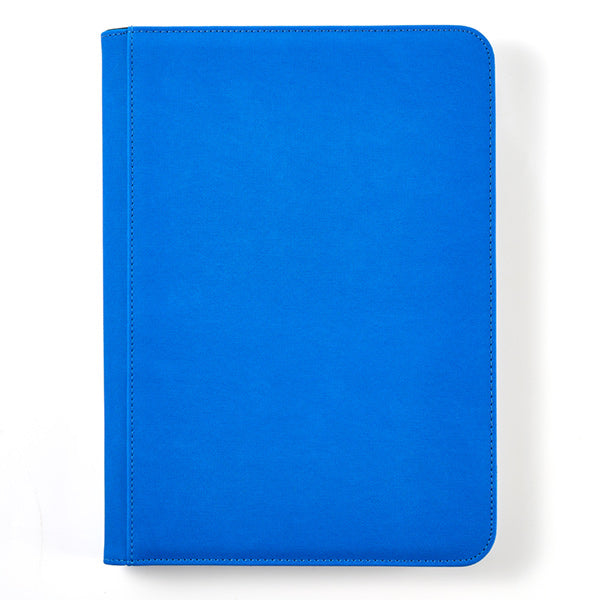 Arcane Fortress 9-Pocket Zippered Binder: Solid Color - Blue - Blue zippered binder with smooth finish and rounded corners, slim rectangular shape.