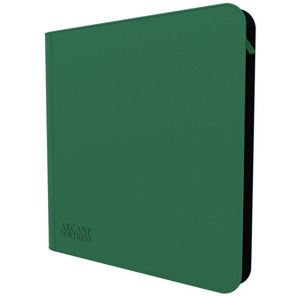 Arcane Fortress 12-Pocket Zippered Binder: Solid Color - Green - Green zippered binder with rounded corners and subtle embossed logo on the front.