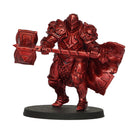 Vallejo True Metallic Metal Shade: Ruby Red (18ml) - Red metallic-painted fantasy knight miniature holding a large hammer and shield on a round base.